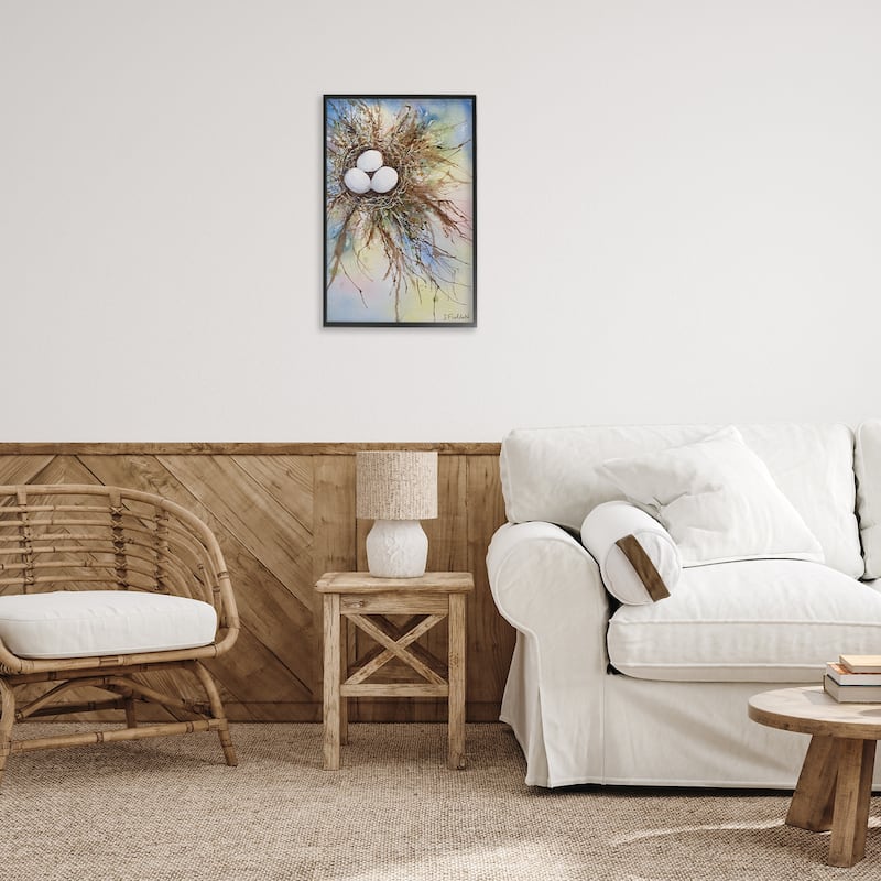 Stupell Modern Watercolor Bird Nest Framed Giclee Art Design By Stephanie Fielden