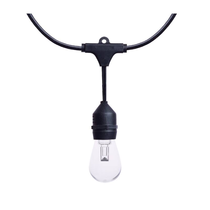 24 Foot LED String Light 12-S14 Lamps E26 RGBTW Infrared Remote Black 120V