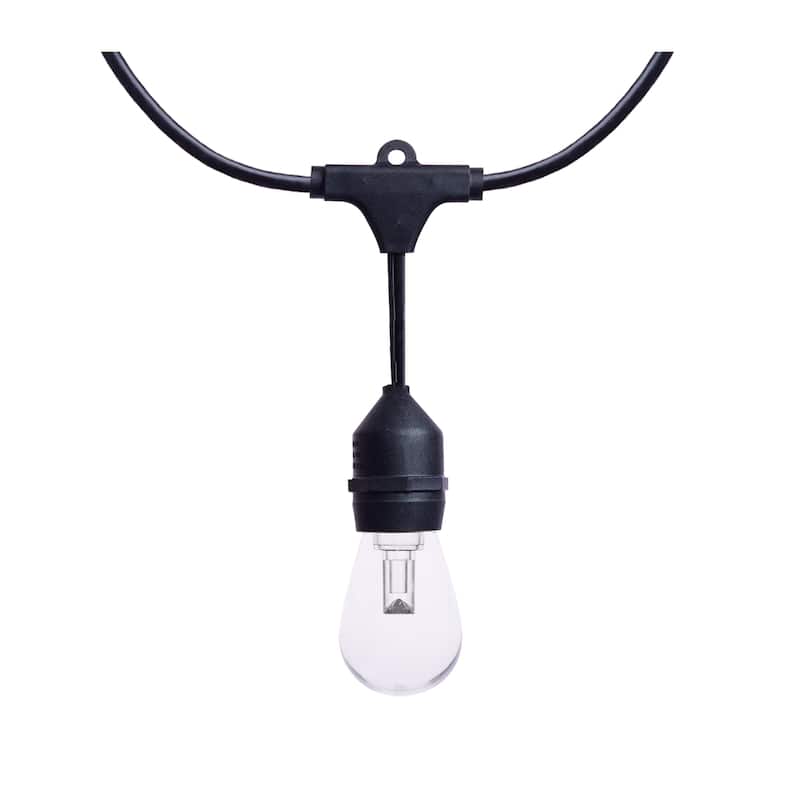 48 Foot LED String Light 15-S14 Lamps E26 RGBTW Infrared Remote Black 120V