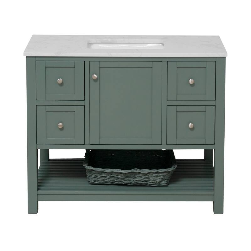 KitchenBathCollection Lakeshore 42" Bathroom Vanity with Engineered Carrara Top