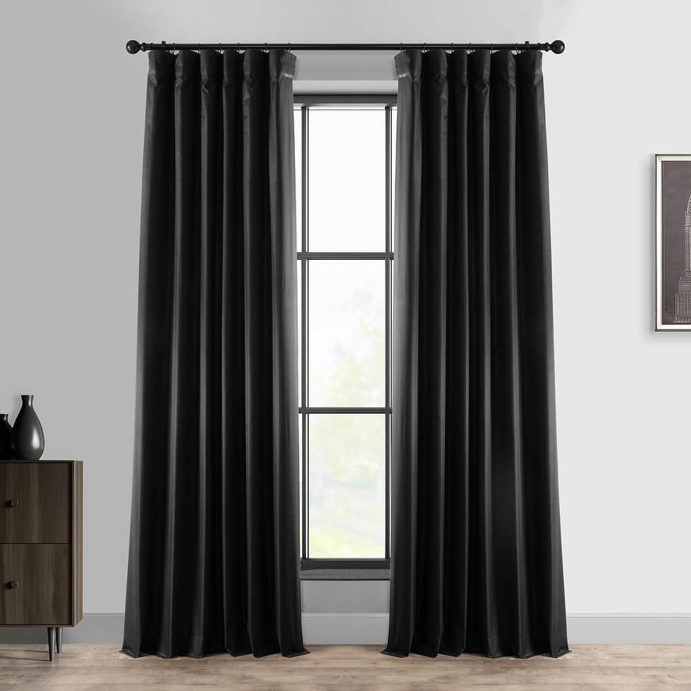 Exclusive Fabrics Essential Polyester Solid Blackout Curtains - Thermal Insulated Window Curtains Rod Pocket (Single Panel)