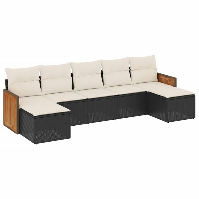 vidaXL Patio Sofa Set with Cushions Outdoor Conversation Furniture Poly Rattan