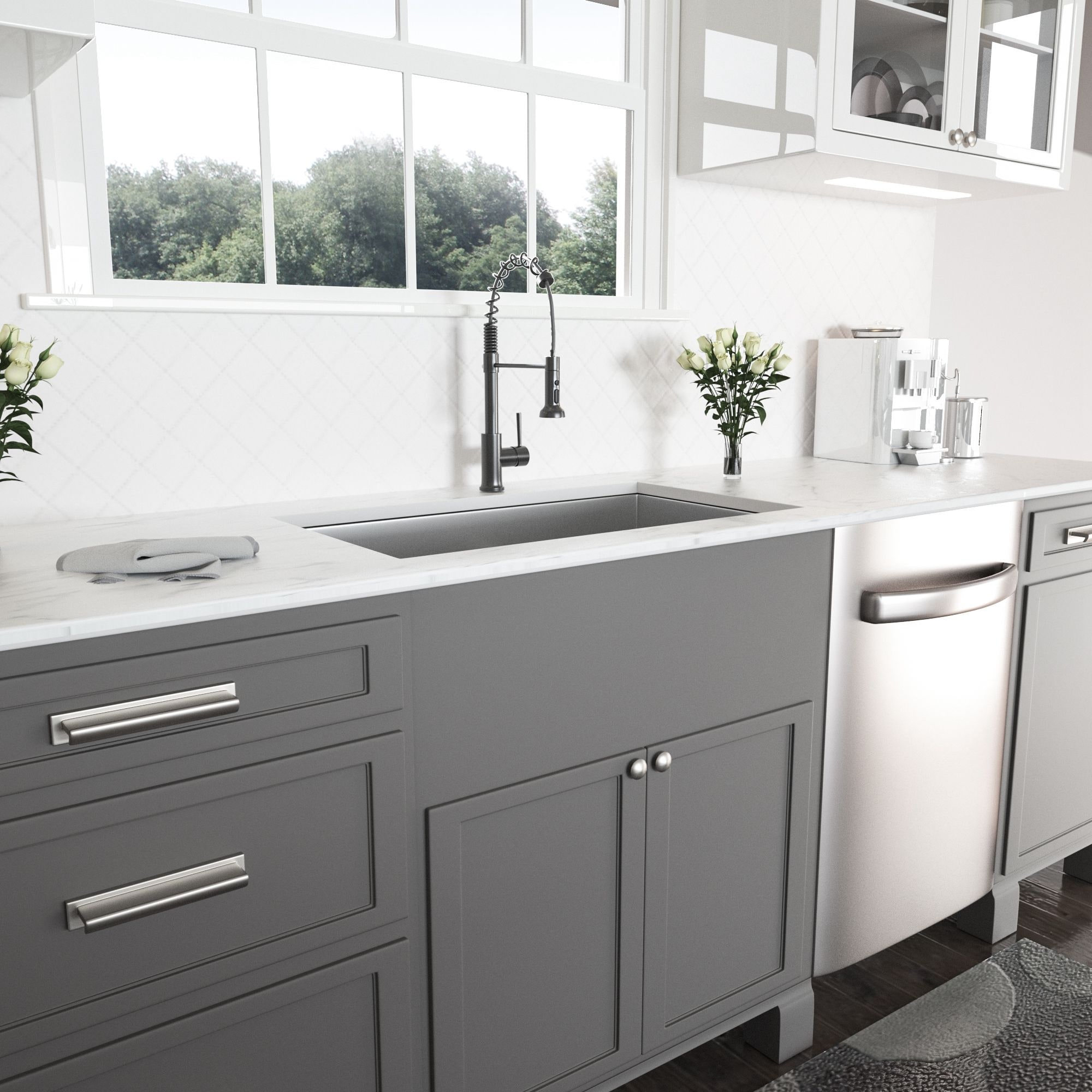 Low-Divide Undermount Double Bowl Stainless Steel Kitchen