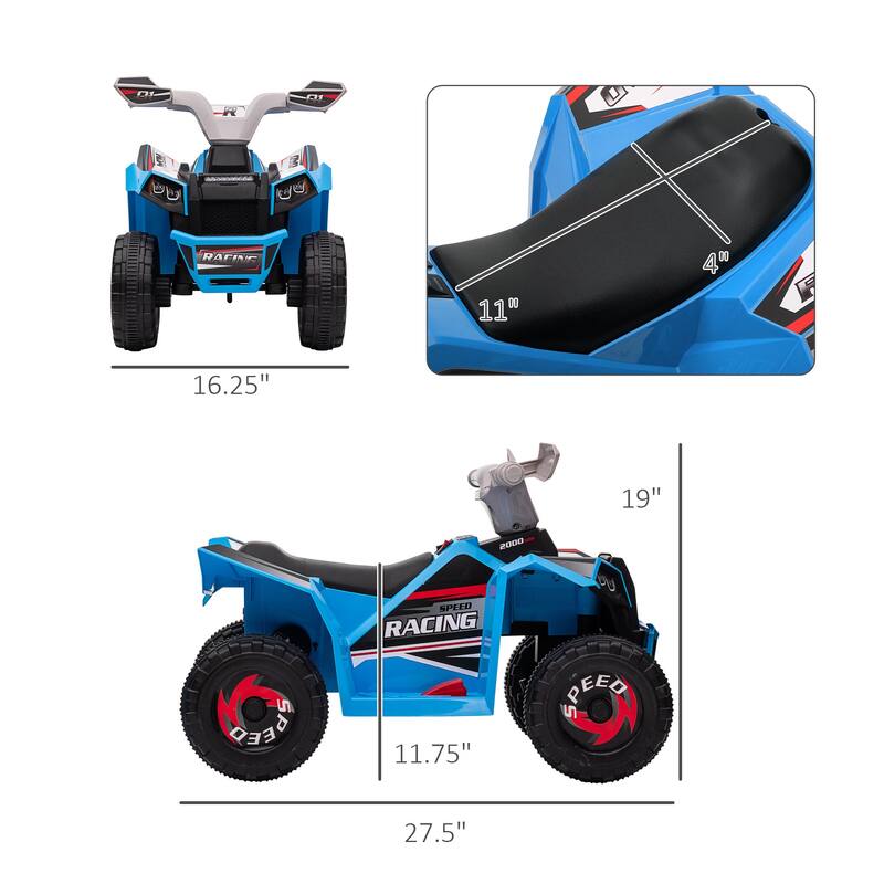 Kids 6V ATV Quad Ride-On with Safe Speed, Durable Wheels and Forward, Backward Movement for 18-36 Months