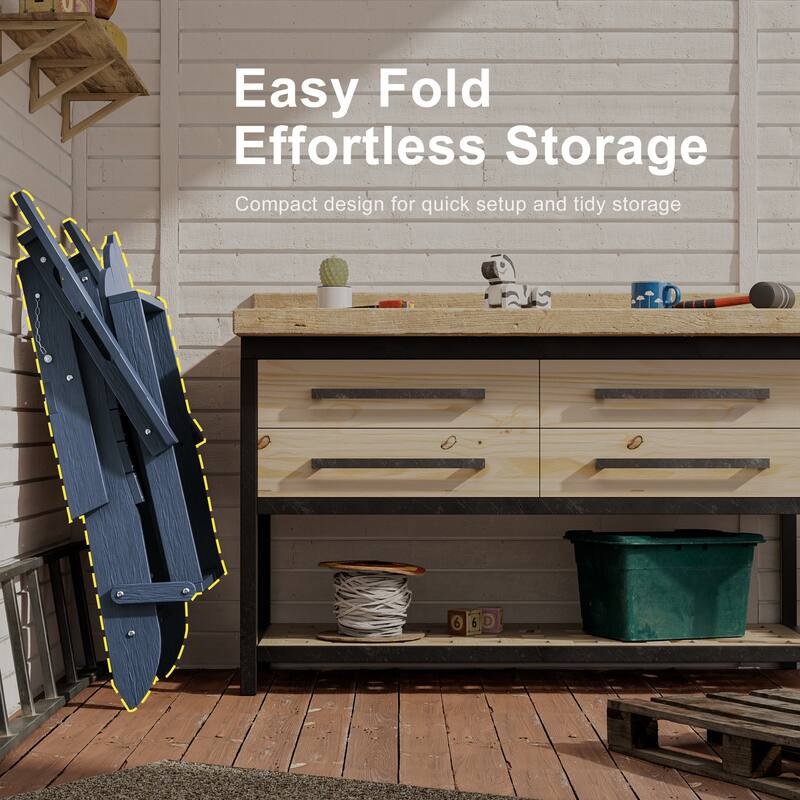 HDPE All-Weather Folding Adirondack Chair with Cup Holder