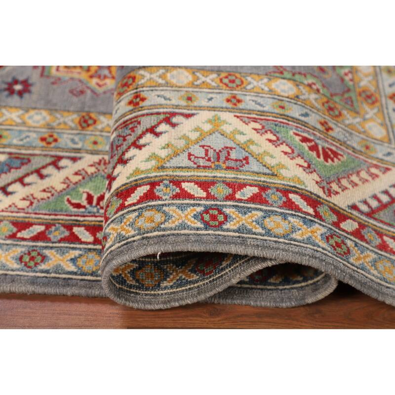 Traditional Grey Kazak Area Rug Handmade Wool Carpet - 5'1" x 6'11"