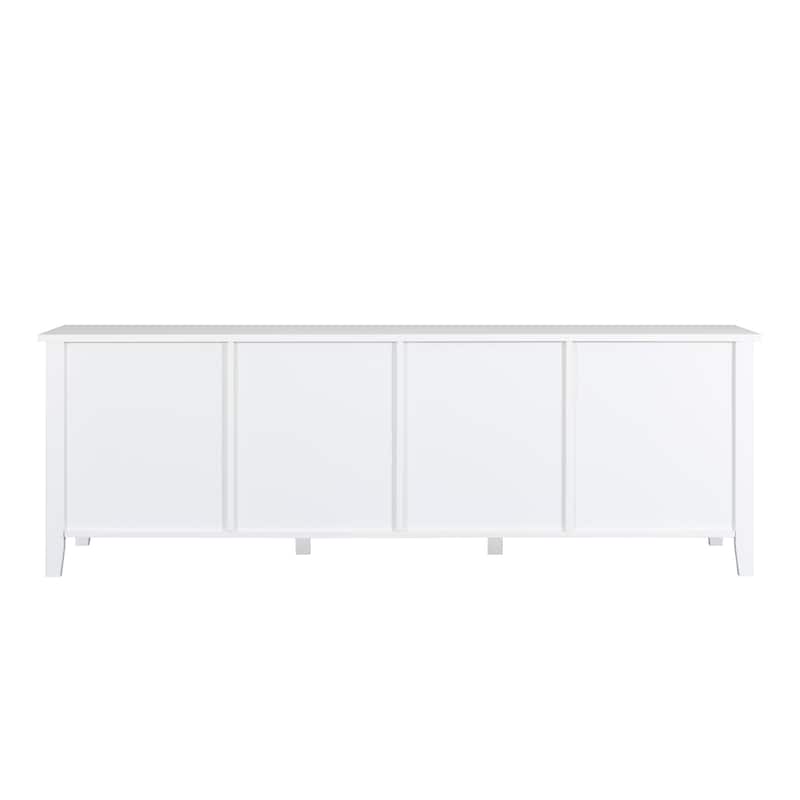 71-inch Modern Solid Wood Glass Doors Storage TV Stand