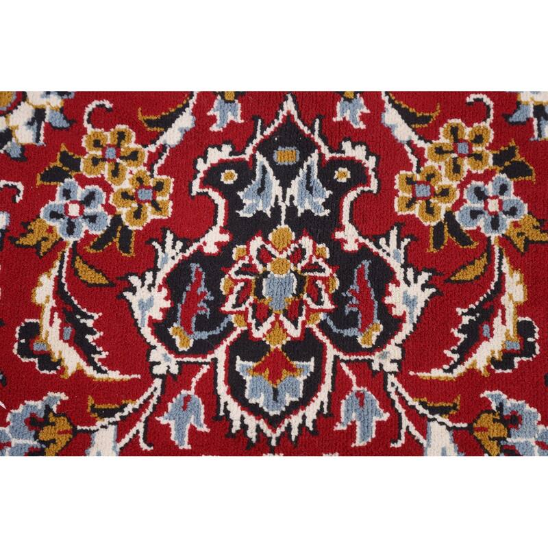 Traditional Red Kashan Turkish Area Rug Floral Machine-Made Carpet - 9'8" x 12'9"