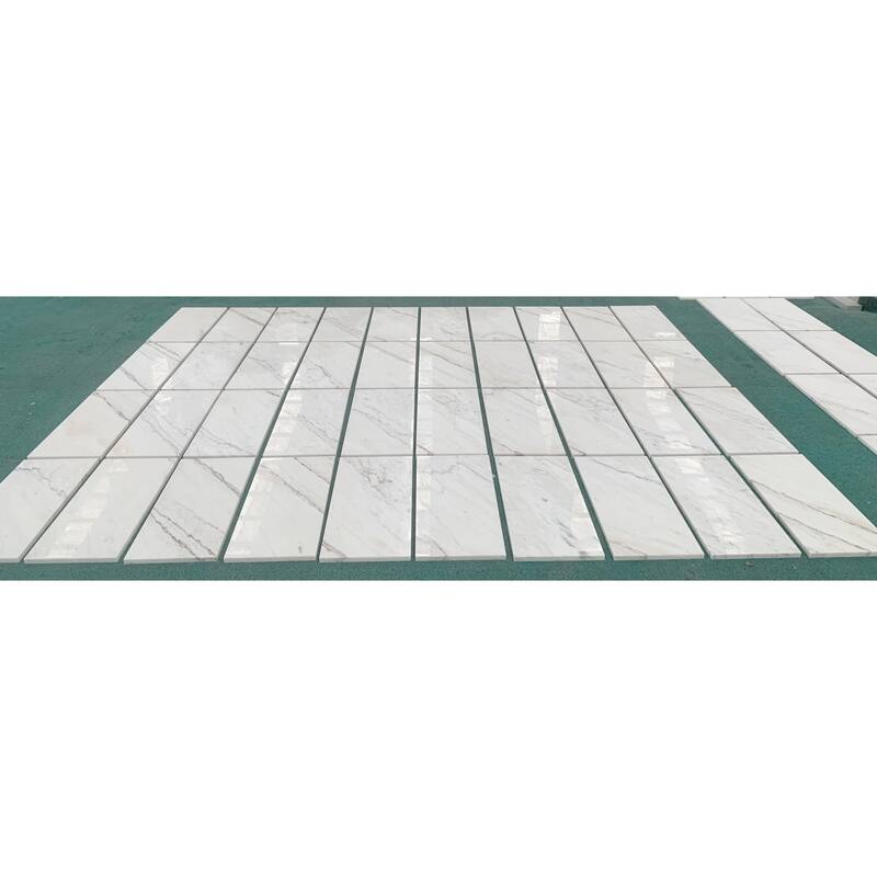 Roomfitters Natural Marble Tile, Polished Stone for Wall and Floor, Genuine Marble, 4-Piece Box, White