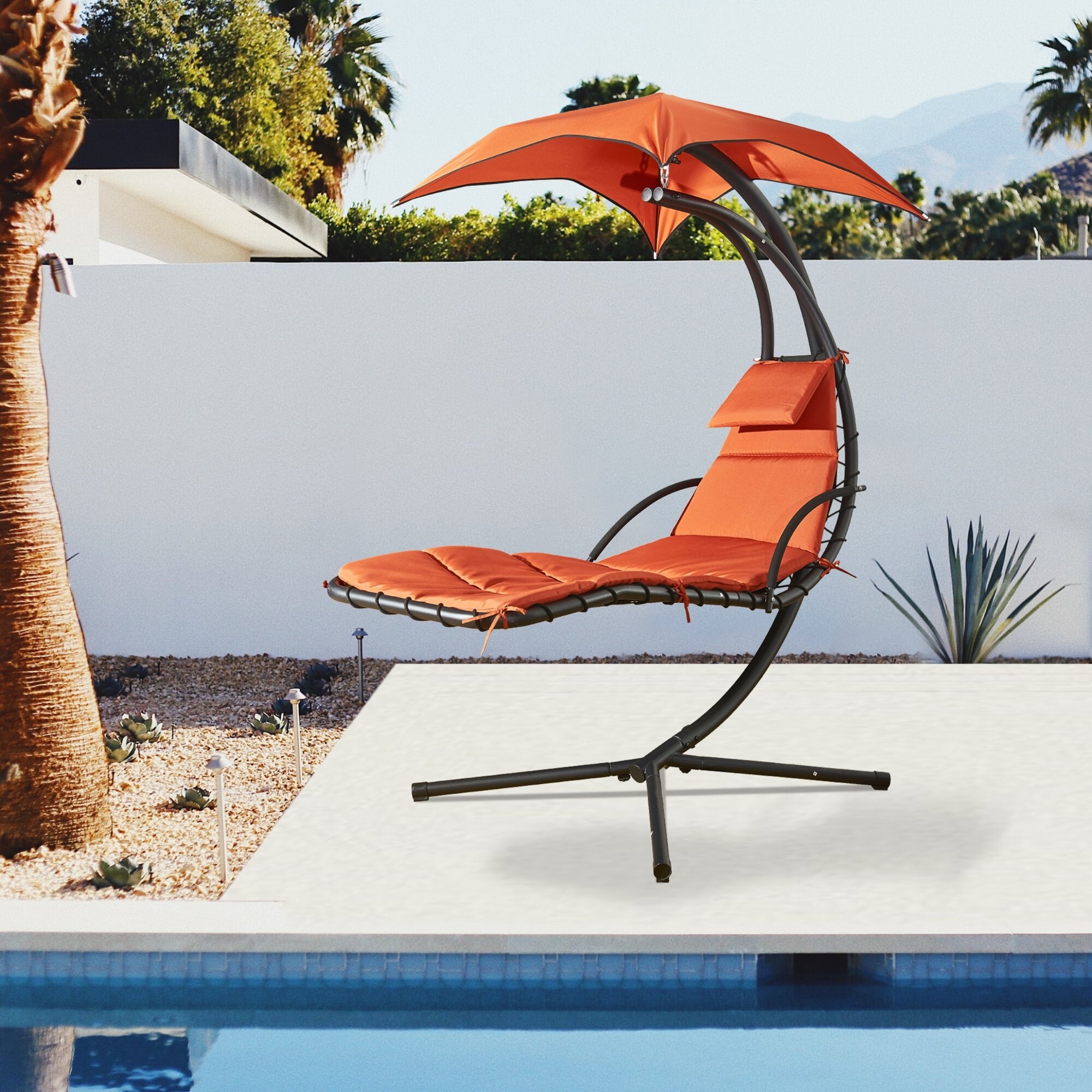 Amarantos Hanging Chaise Lounge Chair Canopy Floating Chaise Lounger Swing Hammock Chair, for Patio, Garden, Deck and Poolside