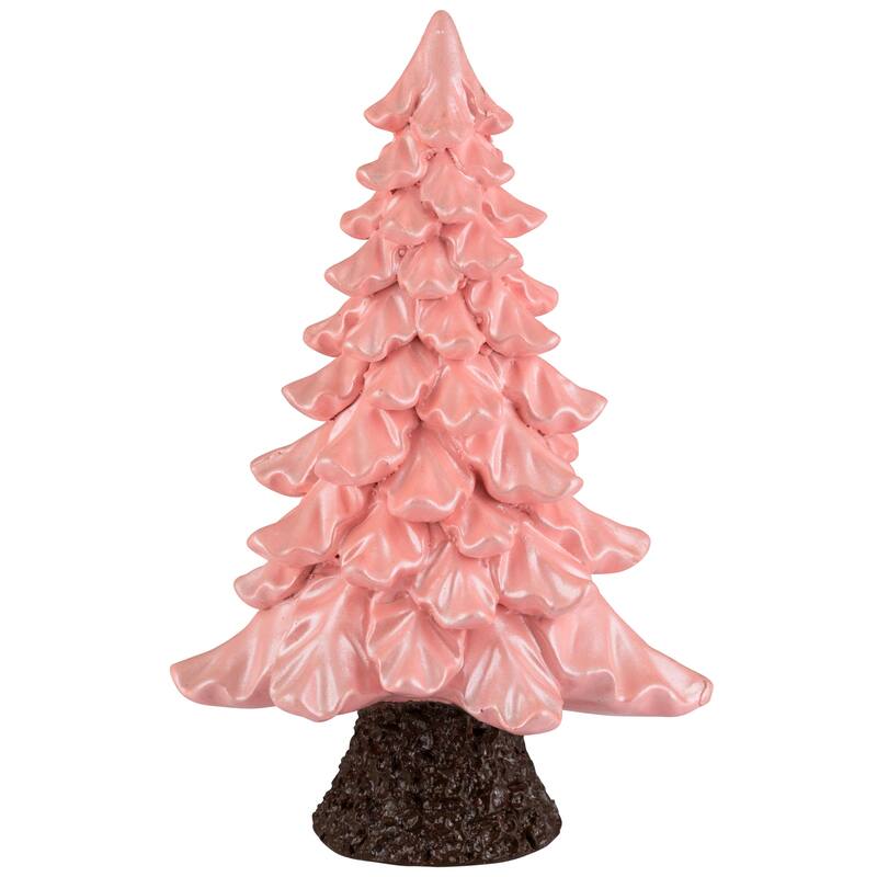 Iridescent Pearl Glazed Downswept Tree Christmas Decoration - 9.25" - Pink