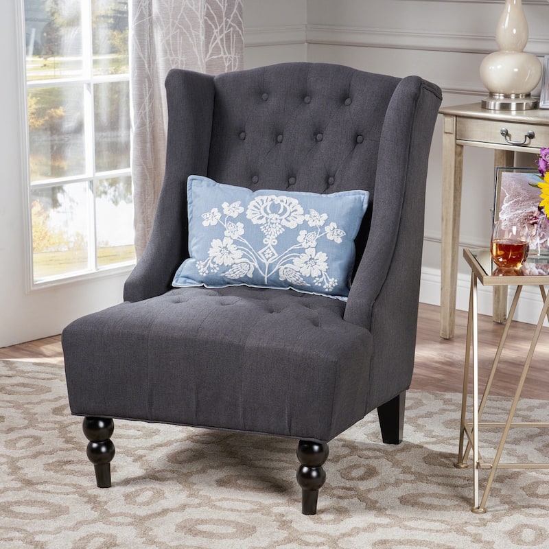 27.5" High Back Button Tufted Club Chair