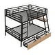 preview thumbnail 10 of 10, Full Size Metal Bunk Bed with Built-in Desk, Light and 2 Drawers, Black
