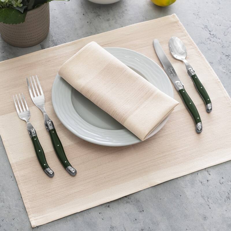 French Home Set of 4 Cream and Tan Striped Placemats