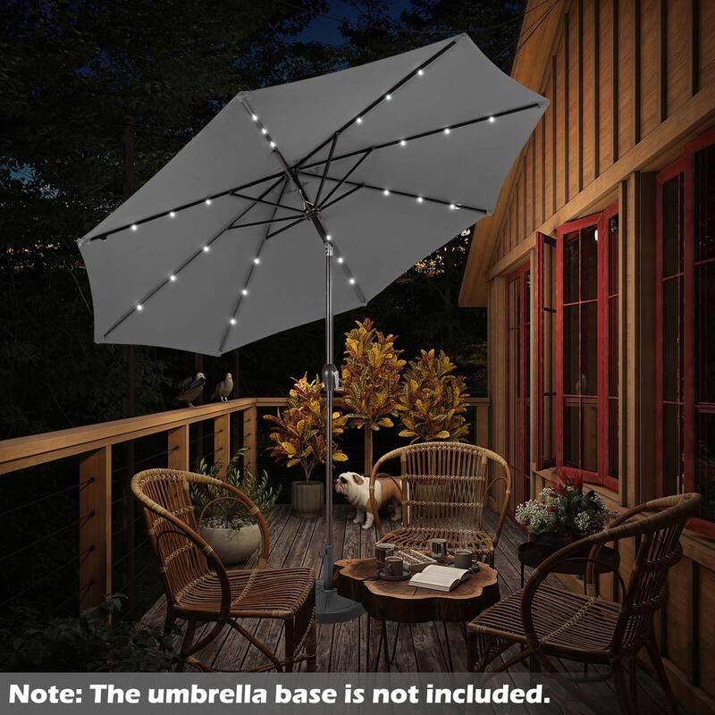 Costway 10' Solar LED Lighted Patio Market Umbrella Shade Tilt