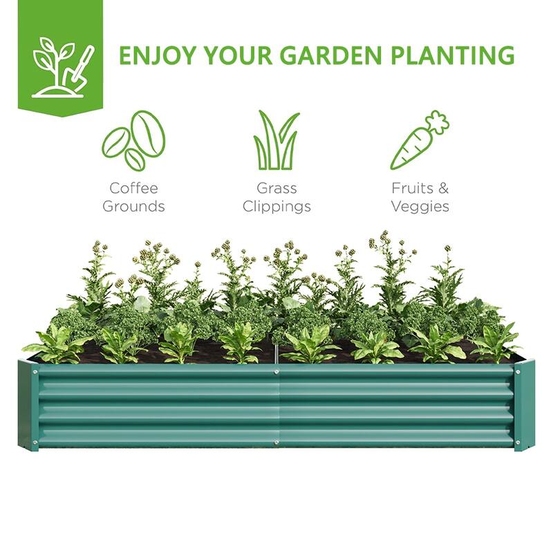 Outdoor Galvanized Metal Raised Garden Bed Kit - 6 x 3 x 1 ft