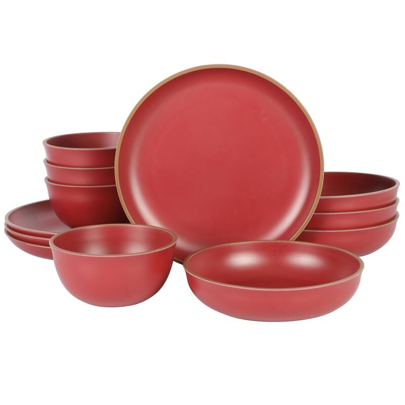 12 Piece Double Bowl Malemine Dinnerware Set