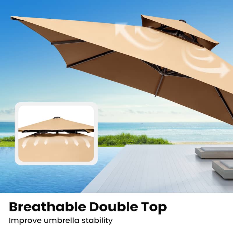 Pellebant 10 X 13 Feet Outdoor Cantilever Umbrella with Base