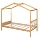 preview thumbnail 6 of 10, Natural Twin Size Wood House Bed with Storage Space and Roof