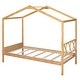 preview thumbnail 4 of 65, Wood Playhouse Bed wSemi-enclosed Roof, Headboard, Footboard Storage