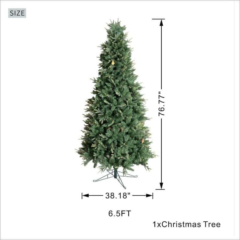 6.5/7.5/8.5FT Slim Green Artificial Christmas Tree with Metal Stand