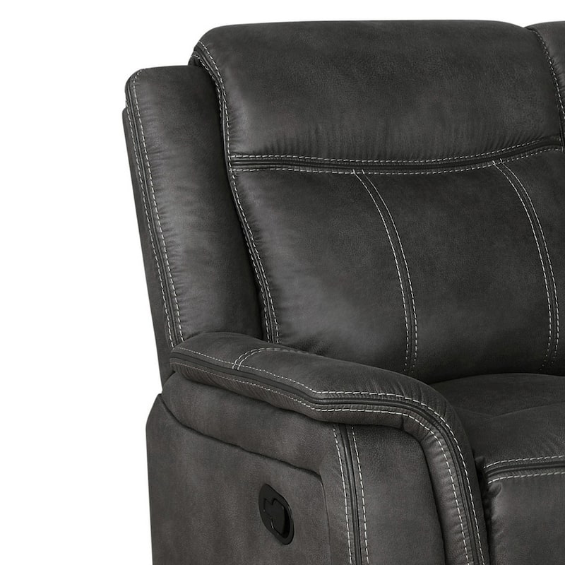 Tom 74 Inch Motion Manual Recliner Loveseat, Gel Foam, Black Faux Leather