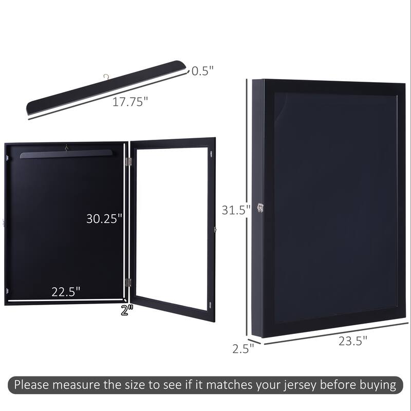 HOMCOM 24" x 32" Sports Jersey Memorabilia Shadow Box Frame Acrylic Display Case - Black
