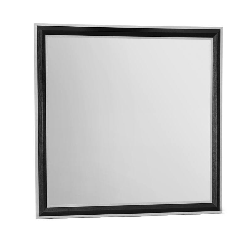 HomeRoots 39" Black And Gray Wood Dresser Mount Framed Mirror - 40.98 in. x 39.02 in. x 0.75 in.