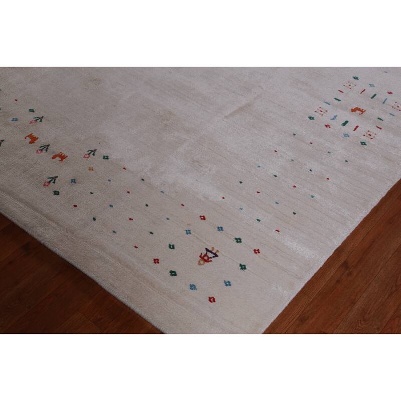 Hand Knotted Oriental 100% Wool Carpet Tribal Tribal Greys & Charcoal Gabbeh Area Rug - 9' 11'' X 8' 1''