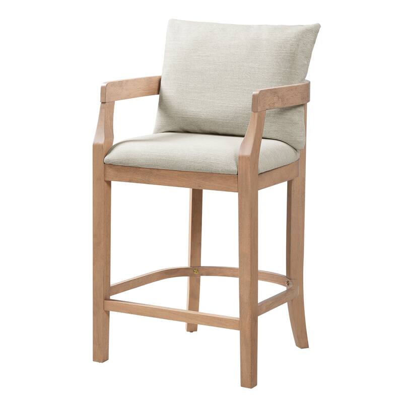 Christopher Knight Home - Rosdale Modern Upholstered Counter Height Bar Stool with Armrests, Padded Seat & Backrest, Set of 2