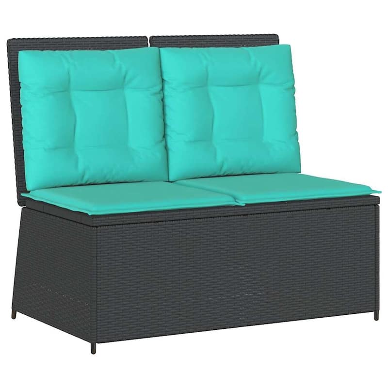 vidaXL Garden Bench with Cushion Brown Poly rattan - 26 x 43 x 37