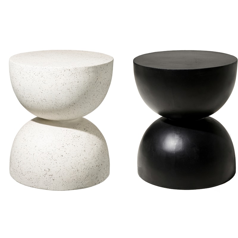 Glitzhome Set of 2 18"H Modern MGO Garden Stool Plant Stand - White & black