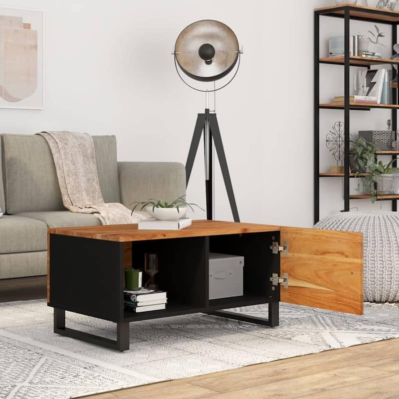 vidaXL Coffee Table 31.5"x19.7"x15.7" Solid Wood Mango&Engineered Wood