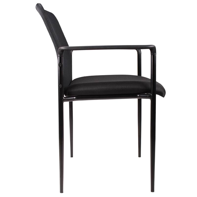 Vayu Guest Armchair, Black Mesh, Steel Frame, Stackable up to Four