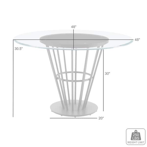 Veronica 48 inch Glass and Walnut Wood Round Dining Table with Metal Base