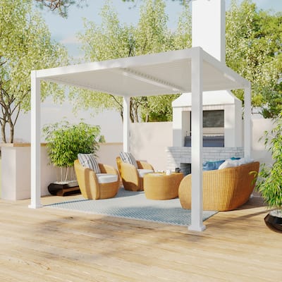 AOOLIMICS Outdoor 10x10Ft Aluminum Patio Pergola Louvered Canopy