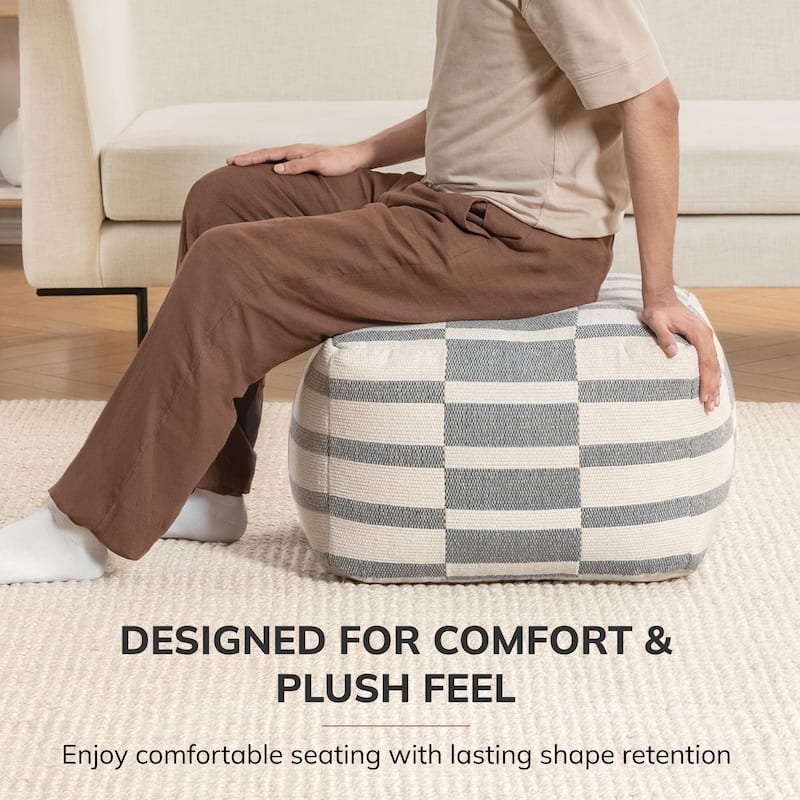 Jani 22-inch Ottoman Pouf - Handcrafted Handmade Ottoman for Seating, Footrest, Home Decor for Living Room, Bedroom