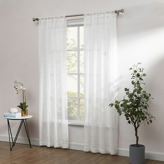 Providence Linen Semi-Sheer Curtains, 2 Panels, White - Bed Bath ...