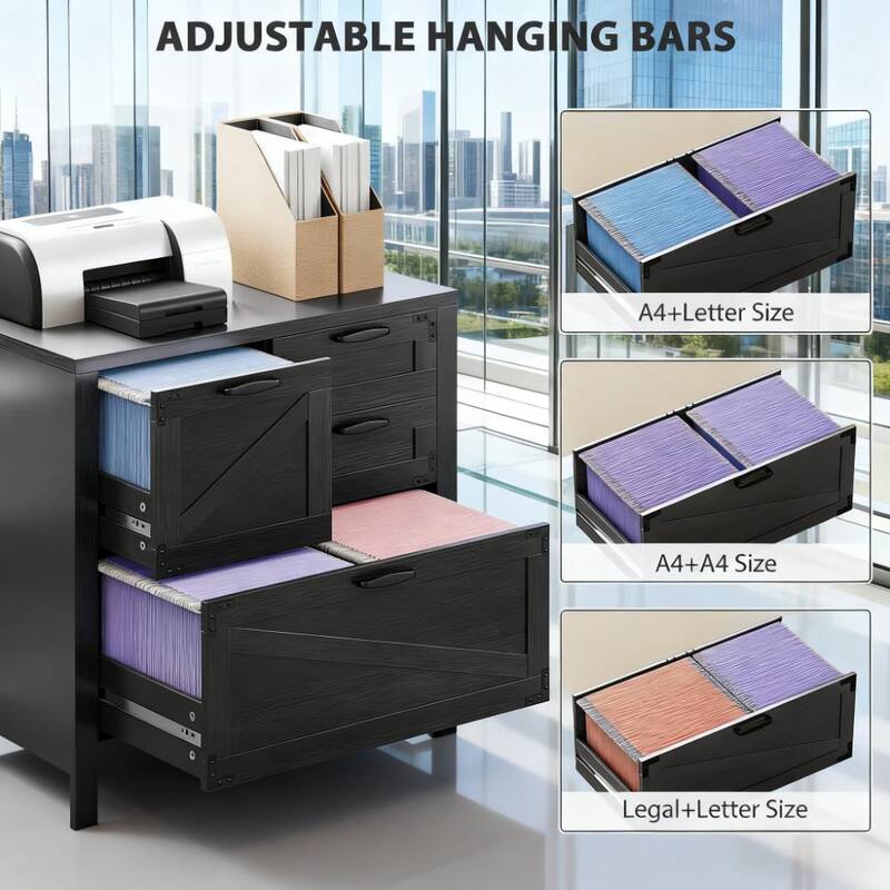 Farmhouse File Cabinet with 4 Drawers Lateral Filing Cabinet