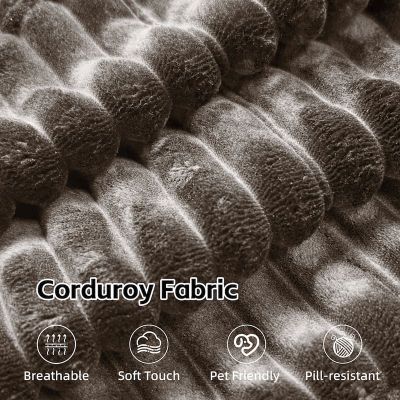 L-Shaped Corner Sectional Sofa Set with Side Chaise Lounge, Soft Foam Cushion Modular Sofa Corduroy Leisure Couch