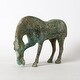 preview thumbnail 5 of 6, Artissance Approx. 15" Wide 10" High Bronze Green Vintage Style Drinking Horse Statue, Art Figurine Sculpture (Color Vary)