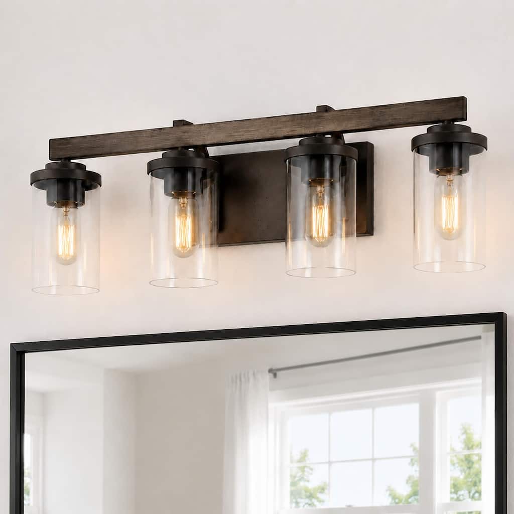 Fora Modern Farmhouse 3/4-Light Bathroom Vanity Light Glass Wall Sconce