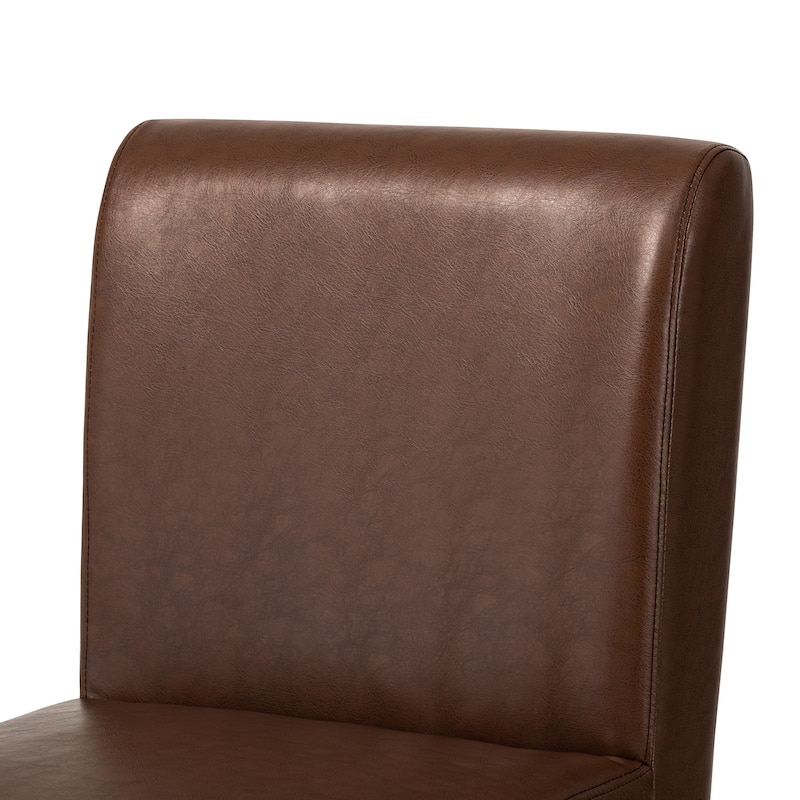 Glitzhome Set of 4 Faux Leather Upholstered Side Dining Chairs with V-shaped Wood Legs