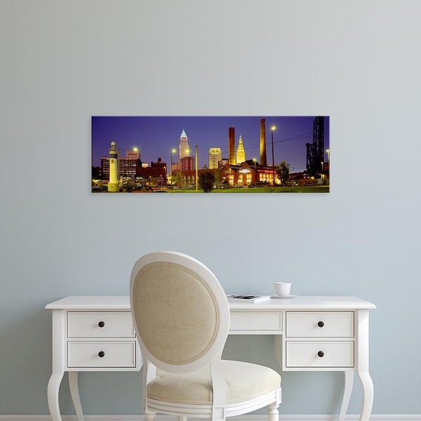 Easy Art Prints Panoramic Images's 'Buildings Lit Up At Night, Cleveland, Ohio, USA' Premium Canvas Art