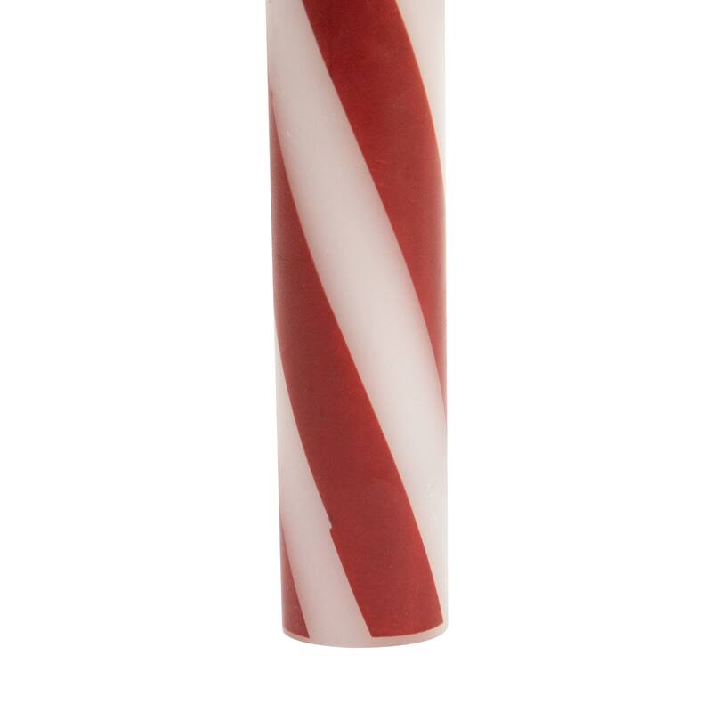Flickering Candy Cane Striped Flameless Tapered Christmas Candles - 9.5" - Red and White - Set of 4