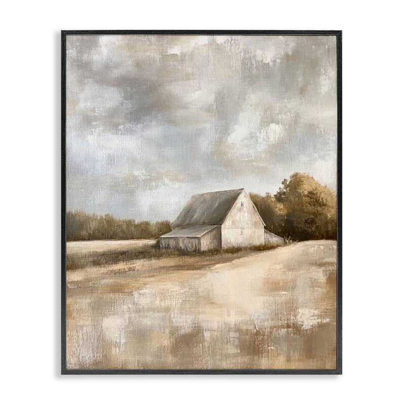 Stupell Cloudy Farm Landscape Framed Giclee Art Design By Petal Prints Design - 11 x 14 - Black