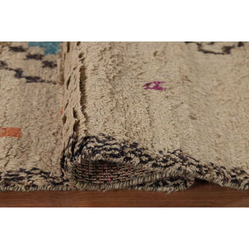 Plush Moroccan Oriental Area Rug Handmade Geometric Wool Carpet - 6'7" x 10'4"
