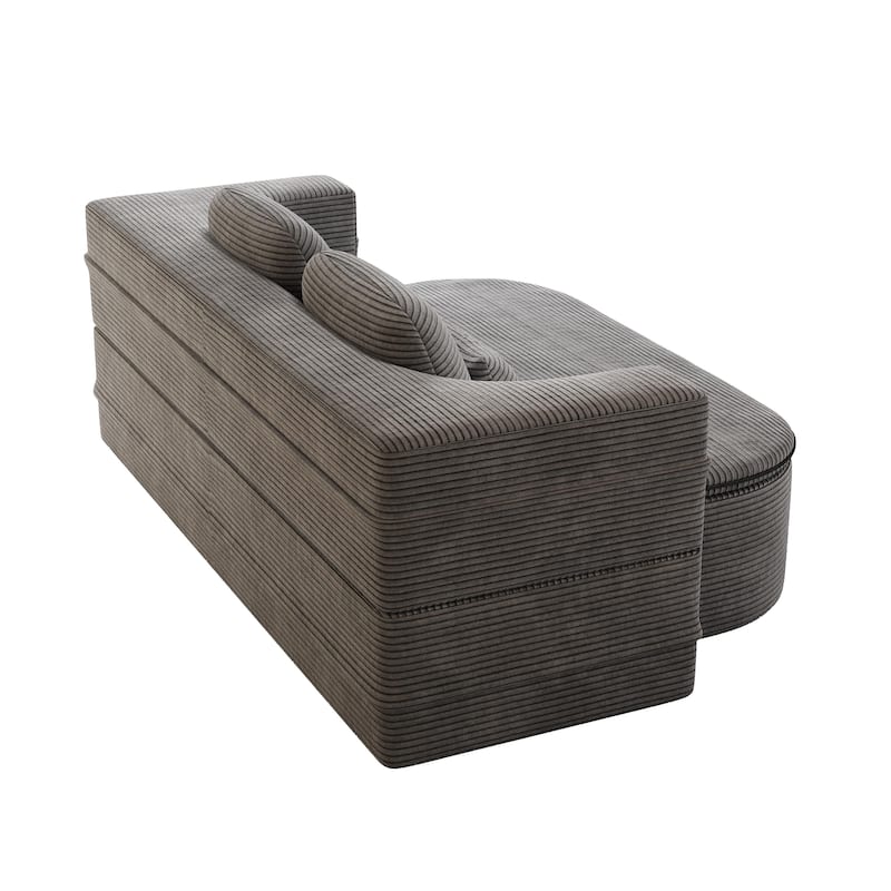 GDFStudio - Lysander Corduroy Foldable Sleeper Sofa Bed with Multi Functional Blanket