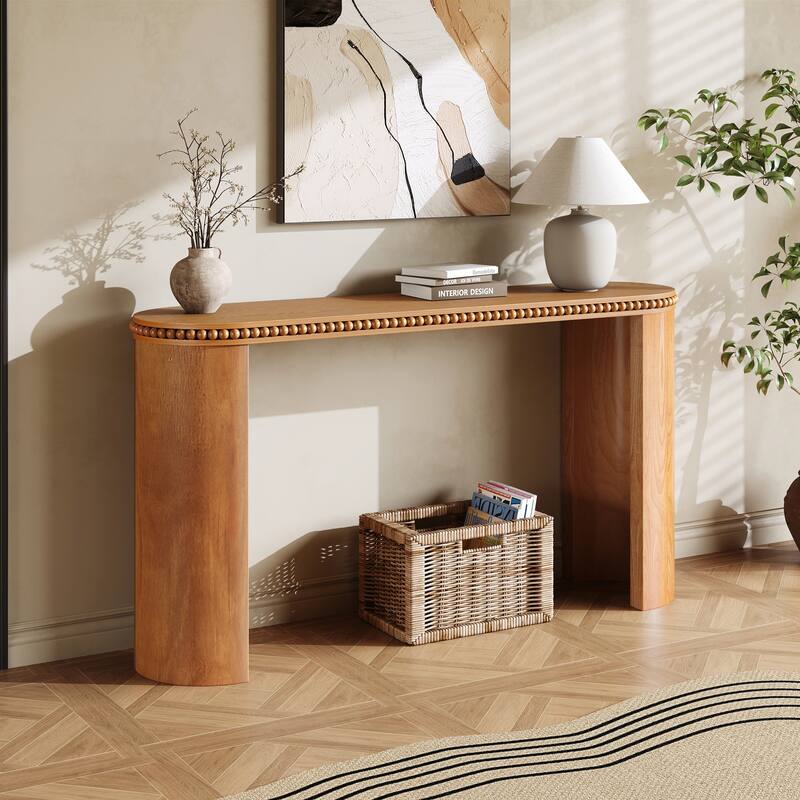 Mirod Vintage Console Table with Beaded Trim and Reversible Curved Legs