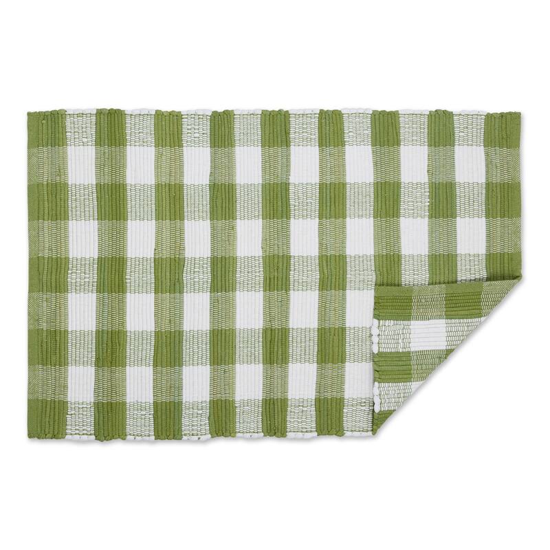 DII Antique Green & White Buffalo Check Rag Rug 26x40 inch